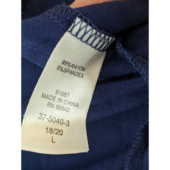 Roamans Shirt Dress Top Size L Blue Knotted Front V Neck Short Sleeve NWT - Picture 8 of 9